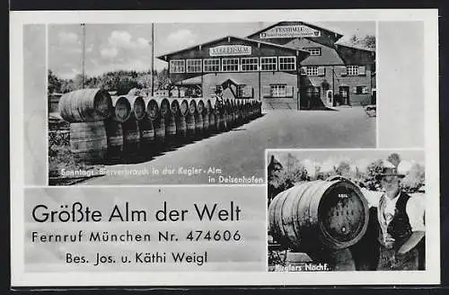 AK Deisenhofen / Oberhaching, Sonntags-Bierverbrauch in der Kugler-Alm, Kuglers Nachf.