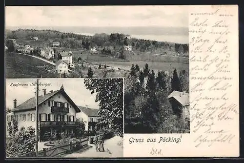 AK Pöcking / Possenhofen, Geschäft von Kaufmann Unterberger, Ortspartie