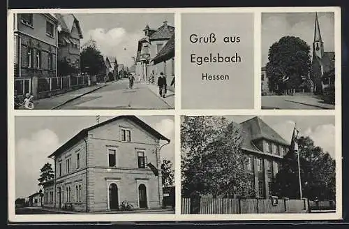 AK Egelsbach /Hessen, Kirche, Gebäudeansicht, Strassenpartie