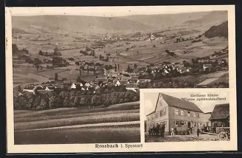 AK Rossbach i. Spessart, Gesamtansicht, Gasthaus Köhler