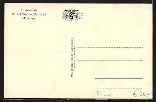 AK München, Privatklinik Dr. Gebhart und Dr. Lindl, Mozartstrasse 14a