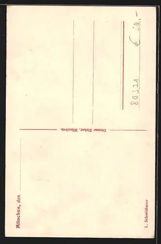 Künstler-AK München, Geschäftshaus Firma L. Schmidtbauer, Altheimer Eck 12