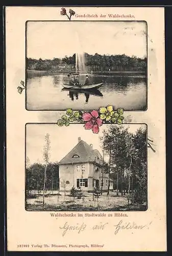 AK Hilden, Gasthaus Waldschenke im Stadtwald, Ruderpartie