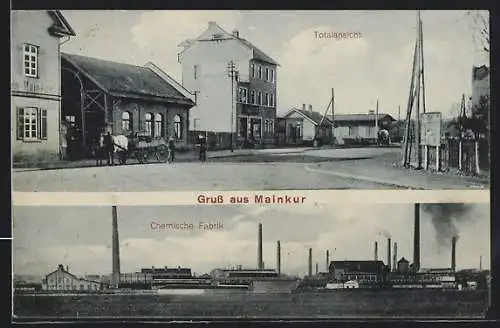 AK Mainkur / Fechenheim, Chemische Fabrik, Ortspartie
