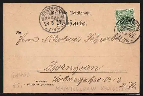 Lithographie Mammolshain, Gasthaus zum Nassauer Hof J. Heckenmüller mit Turm u. Saal, Teilansicht