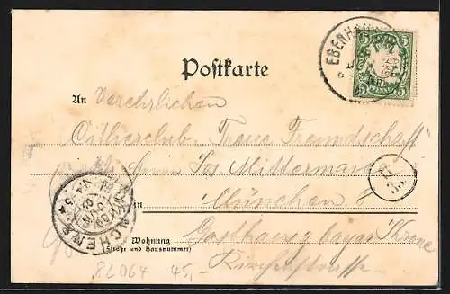 Lithographie Dingharting, Killers Gasthaus, Kirche