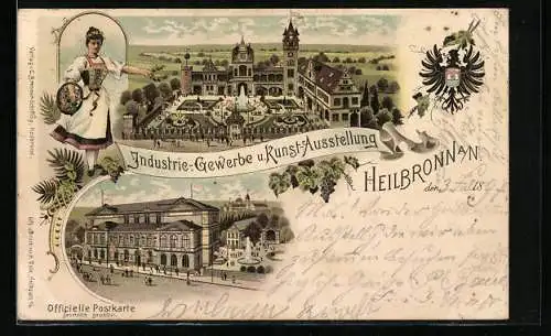 Lithographie Heilbronn a. N., Industrie-Gewerbe u. Kunst-Ausstellung, Tracht