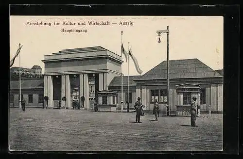 AK Aussig / Usti, Ausstellung für Kultur und Wirtschaft, Haupteingang