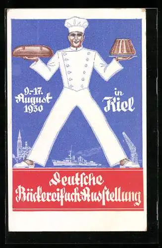 Künstler-AK Kiel, Deutsche Bäckereifach-Ausstellung 1930
