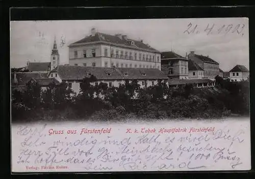 AK Fürstenfeld, K. k. Tabak Hauptfabrik, Kirche