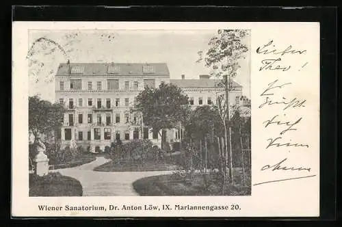 AK Wien, Blick auf das Santorium Dr. Anton Loew, Mariannengasse