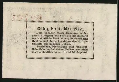 Notgeld Schwerin, 1922, 25 Pfennig, Unterschrift vom Staatsministerium