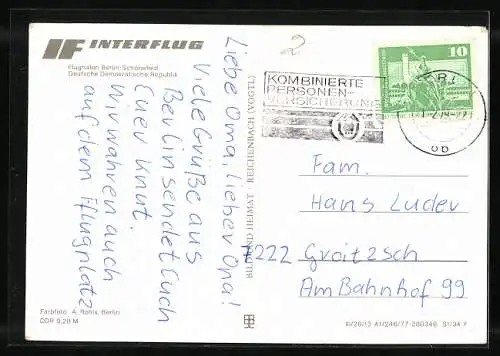 AK Berlin-Schönefeld, Flughafen, Flugzeug der Soviet Airline