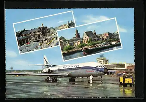 AK Frankfurt a. M., Rhein-Main-Flughafen, Flugzeug der Air France wird betankt