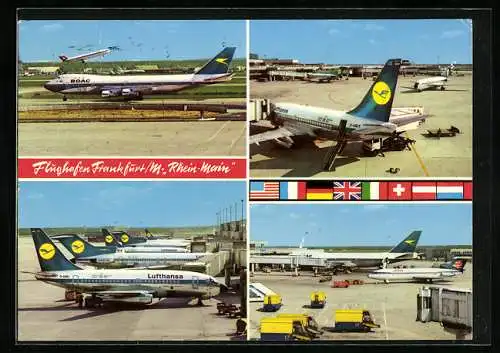AK Frankfurt / Main, Flugzeuge der Lufthansa & BOAC auf dem Flughafen