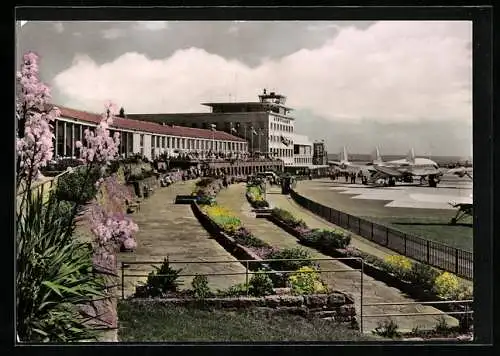 AK Stuttgart, Flughafen, Aussichtsterrasse und Flugzeug