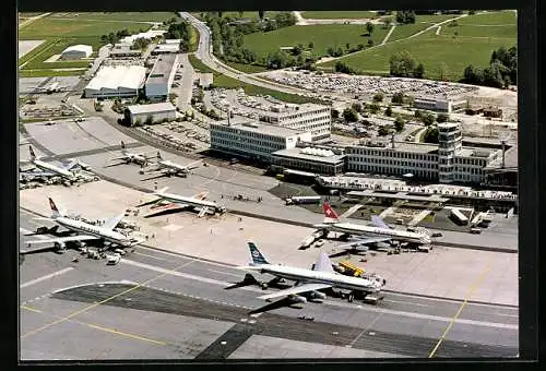 AK Zürich, Flughafen vom Flugzeug aus
