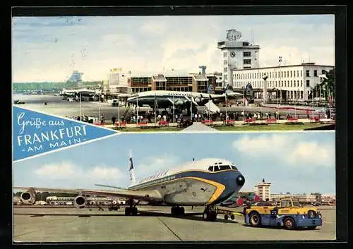 AK Frankfurt am Main, Rhein-Main-Flughafen in zwei Ansichten