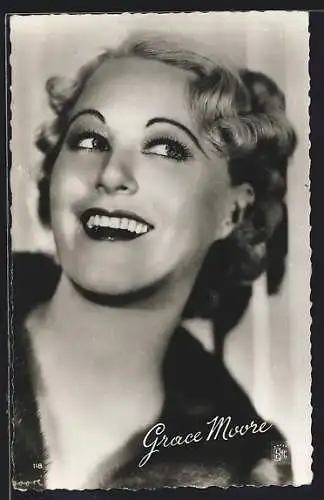 AK Schauspielerin Grace Moore mit strahlendem Lächeln