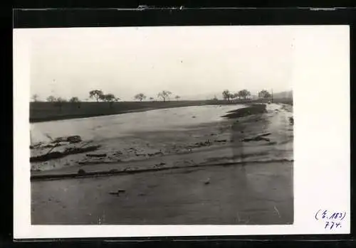 Foto-AK Steckenroth, Hochwasser am Breithardter Weg 1928