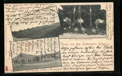 AK Lockstedt / Lager, Husaren-Patrouille und Parade-Aufstellung im Lockstedter Lager