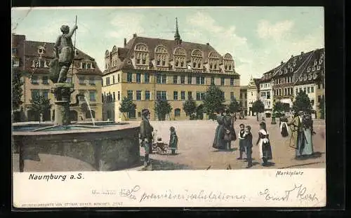 AK Naumburg a. S., Marktplatz mit Brunnen
