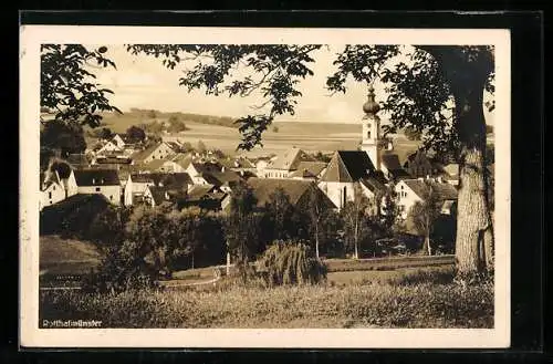AK Rotthalmünster, Ortsansicht mit Kirchturm