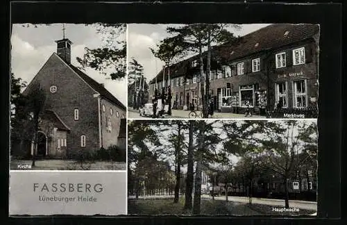 AK Fassberg /Lüneburger Heide, Hauptwache, Marktweg mit Geschäft Gierach, VW-Käfer