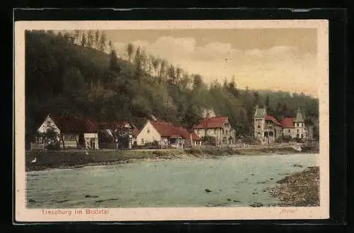 AK Treseburg im Bodetal, Ortsansicht mit Fluss