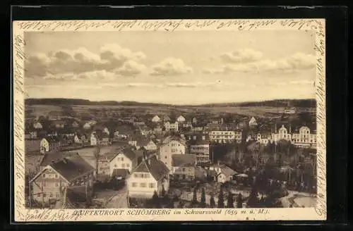 AK Schömberg / Schwarzwald, Blick über die Häuser der Stadt