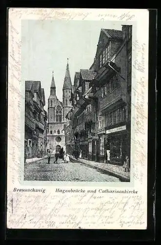AK Braunschweig, Hagenbrücke und Catharinenkirche