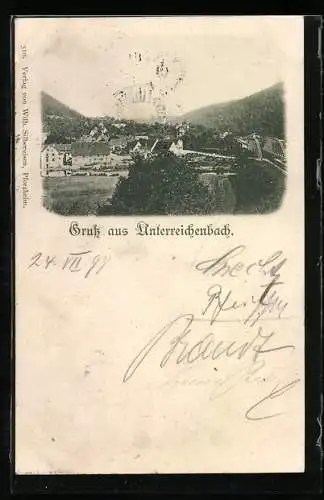 AK Unterreichenbach, Eisenbahnbrücke bei der Ortschaft