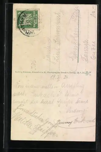 AK Erbach i. O., Schlossbrücke, Rathaus m. evangel. Kirche