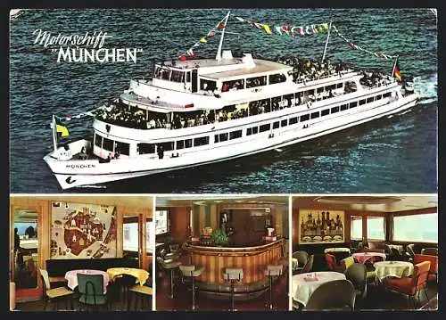 AK Motorschiff München auf dem Bodensee, Innenansichten