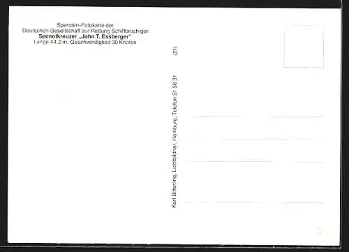 AK Seenotkreuzer John T. Essberger in Fahrt