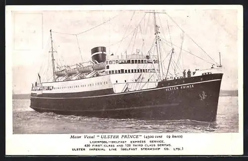 AK Passagierschiff Ulster Prince bei der Hafenausfahrt