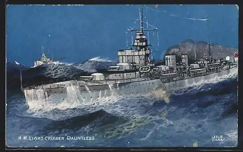 Künstler-AK HM Light Cruiser Dauntless