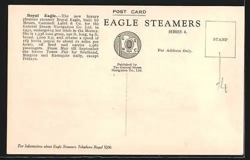 AK Passagierschiff Royal Eagle in voller Fahrt