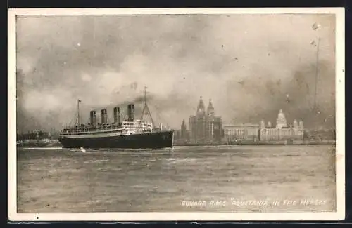 AK Cunard RMS Aquitania in the Mersey