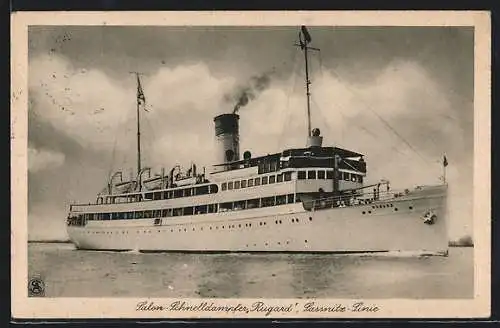 AK Passagierschiff Rugard in Fahrt, Sassnitz-Linie