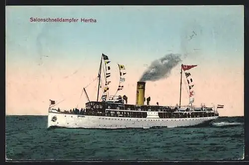 AK Salonschnelldampfer Hertha unterwegs