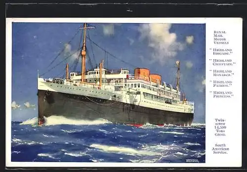 Künstler-AK Passagierschiff der Royal Mail Lines auf See