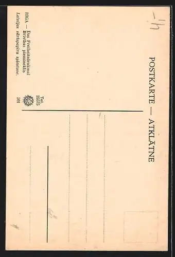 AK Riga, Strassenbahnen am Freiheitsdenkmal