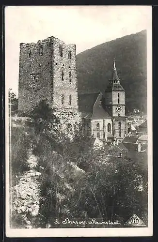 AK Kronstadt, Ortspartie mit Turmruine