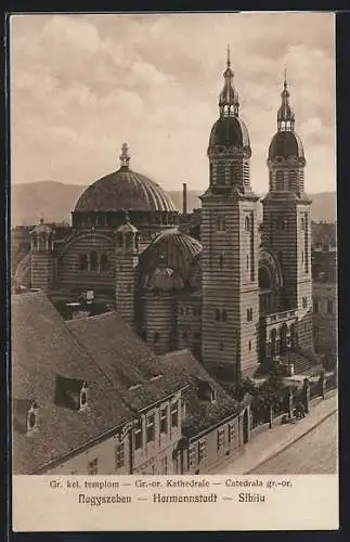 AK Nagyszeben / Hermannstadt / Sibiu, Gr. kel. templom, Gr.-or. Kathedrale, Catedrala gr.-or.