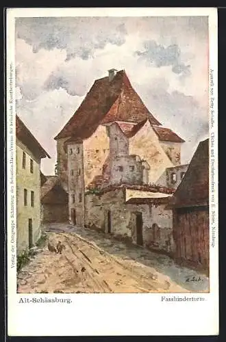 Künstler-AK Schässburg, Fassbinderturm