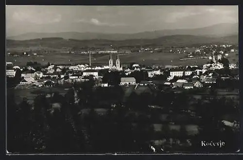AK Kocevje, Ortsansicht mit Kirche aus der Vogelschau