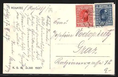 AK Rogatec, Ortsansicht mit Kirche