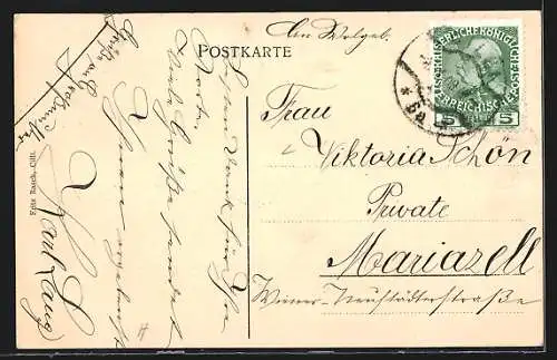 AK Cilli, Ortsansicht aus der Vogelschau