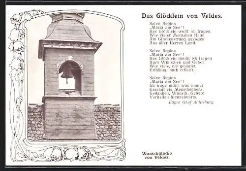 AK Bled / Veldes, Gedicht das Glöcklein von Veldes mit Wunschglocke